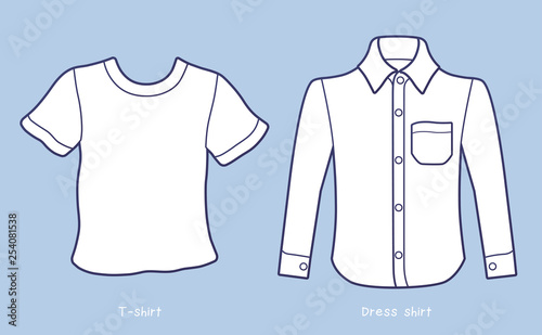 White blank t-shirt and dress shirt