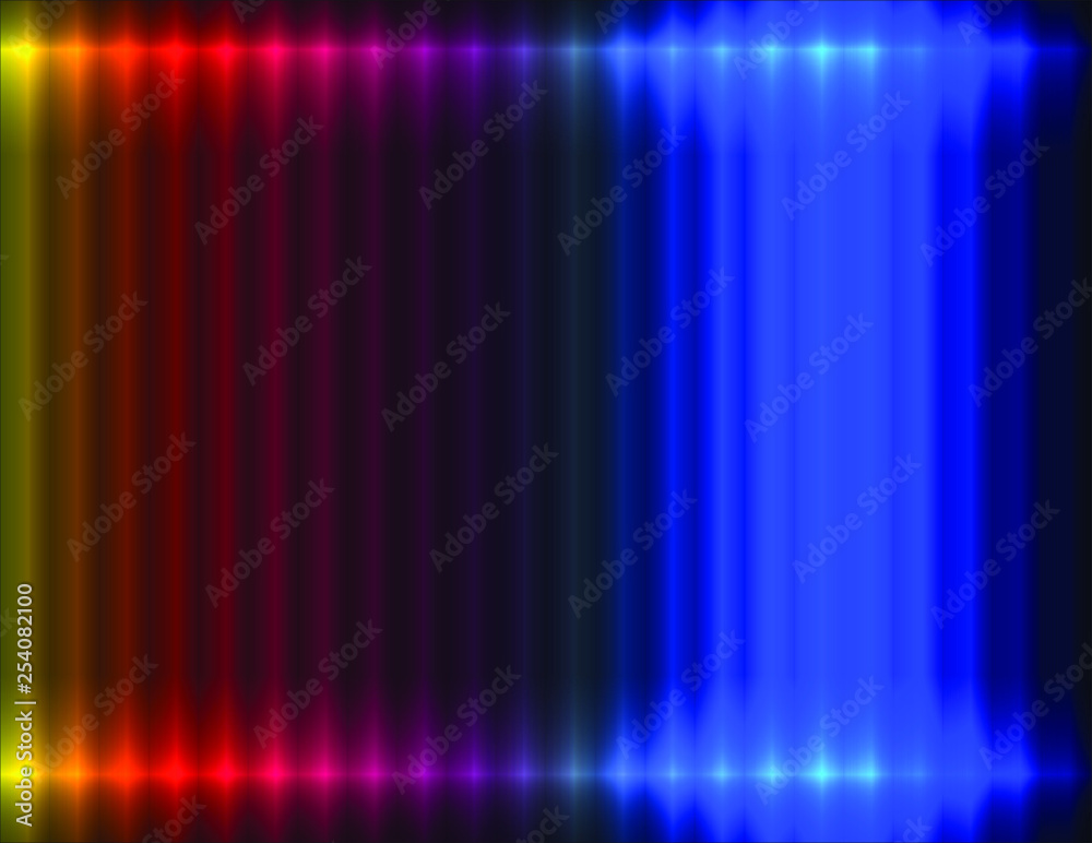 Yellow, red, purple, blue and navy linear ribbed background, neon effect