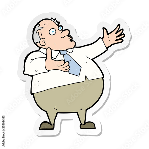 sticker of a cartoon exasperated middle aged man