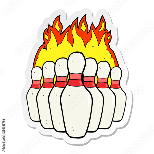 sticker of a cartoon flaming skittles