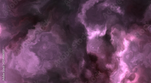 Stormy pink and violet clouds in a nebula in space  slowly moving  forming and dissolving 