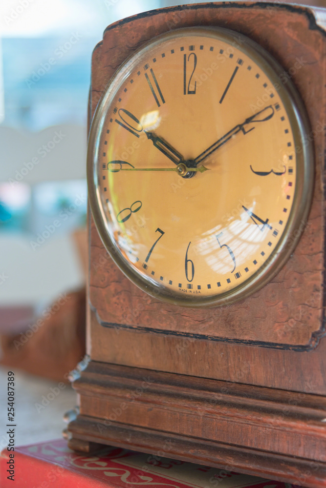 custom made wallpaper toronto digitalCloseup of vintage wooden clock face