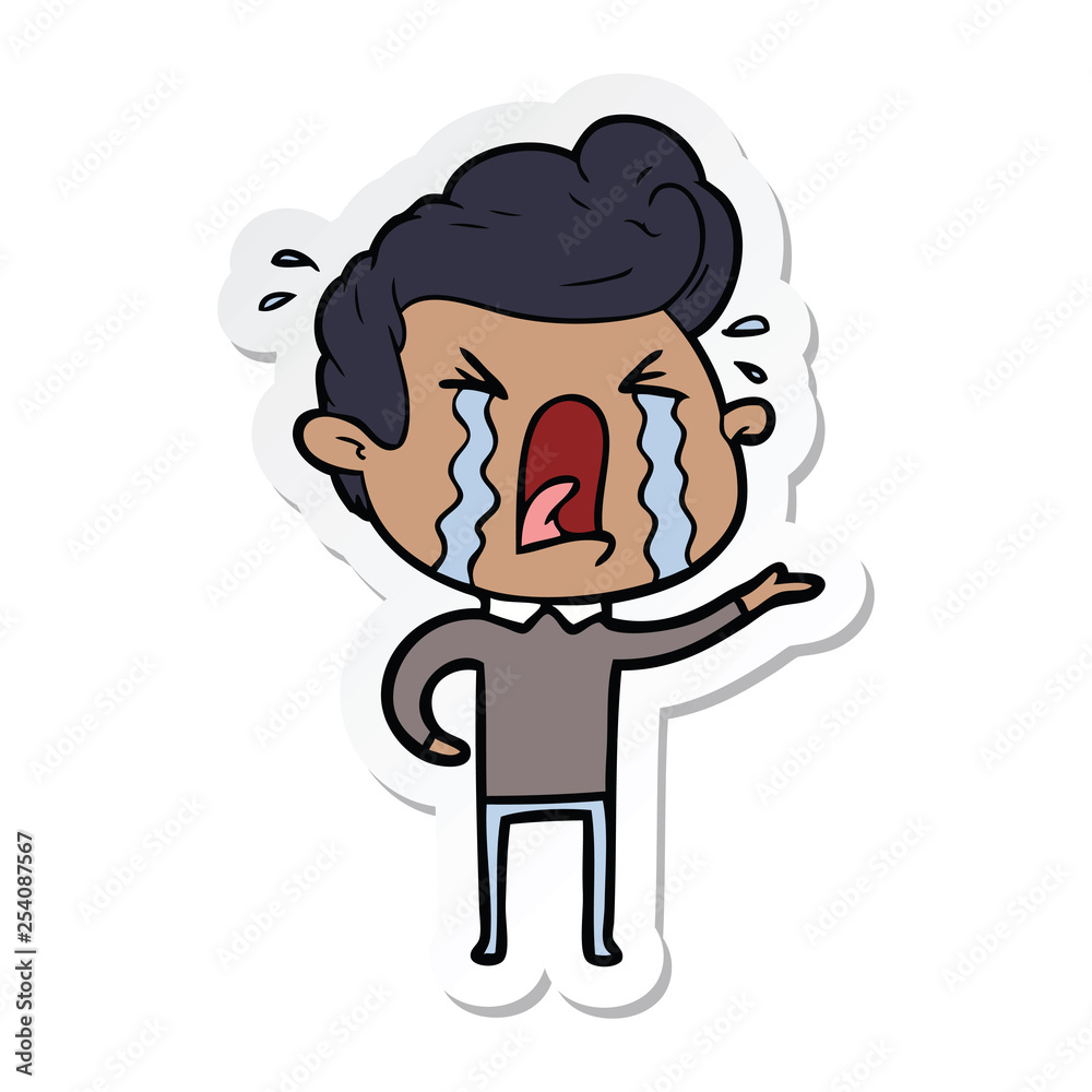 sticker of a cartoon crying man sticker of a cartoon crying man