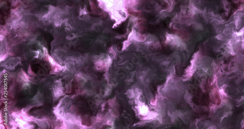 Stormy pink and violet clouds in a nebula in space, slowly moving, forming and dissolving,