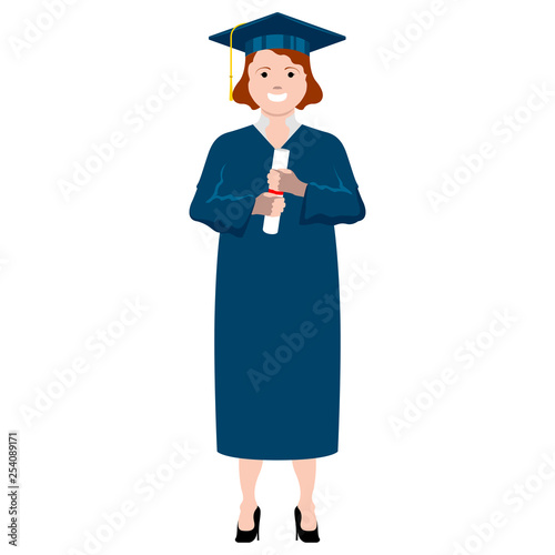 Isolated happy graduating woman. Vector illustration design