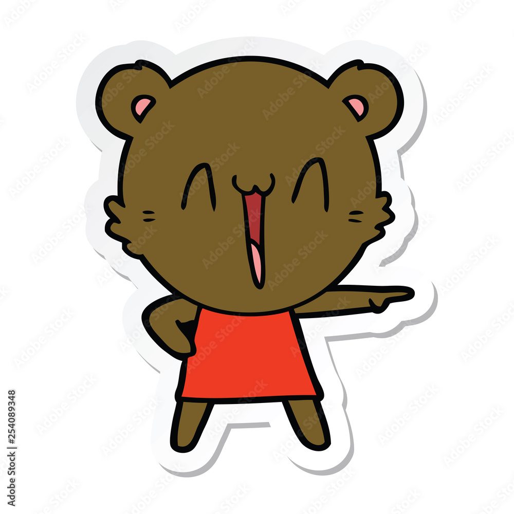 sticker of a happy bear cartoon sticker of a happy bear cartoon