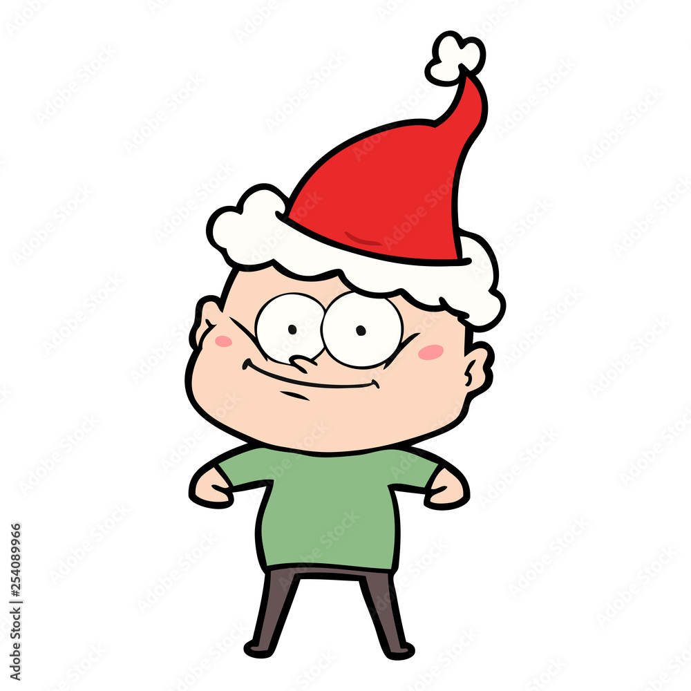 line drawing of a bald man staring wearing santa hat line drawing of a bald man staring wearing santa hat
