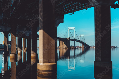 Throgs Neck Bridge viewed from underneath the bridge