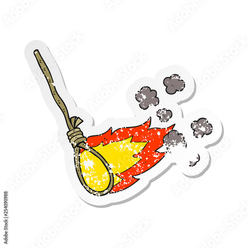 retro distressed sticker of a cartoon hangmans noose on fire
