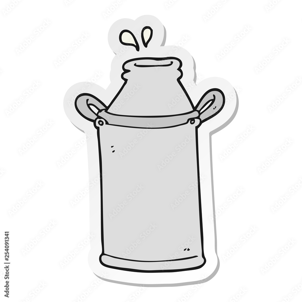 Obraz premium sticker of a cartoon milk barrel