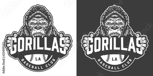 Vintage gorillas baseball club logotype