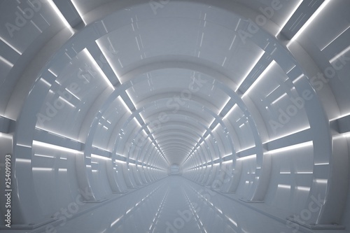 Futuristic tunnel. Fantasy on the theme of space. 3D illustration