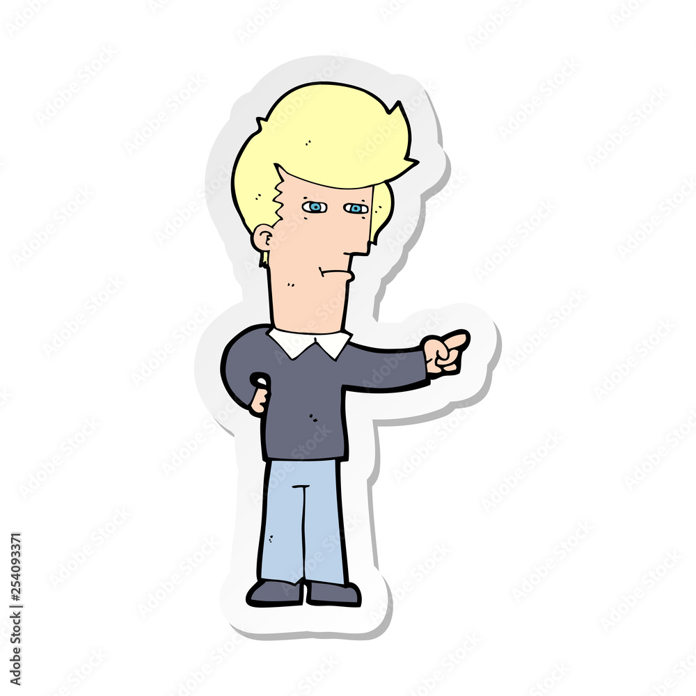 sticker of a cartoon man pointing sticker of a cartoon man pointing