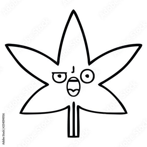 line drawing cartoon marijuana leaf