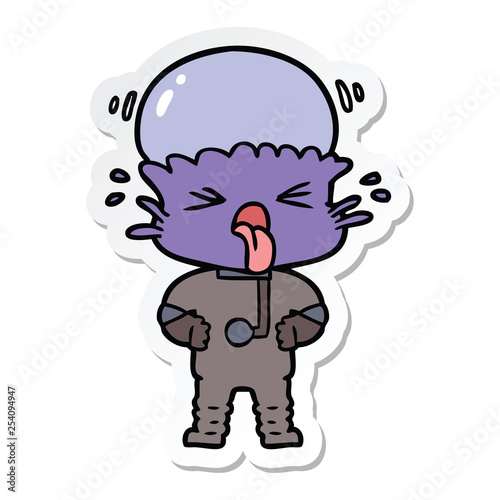 sticker of a disgusted cartoon alien