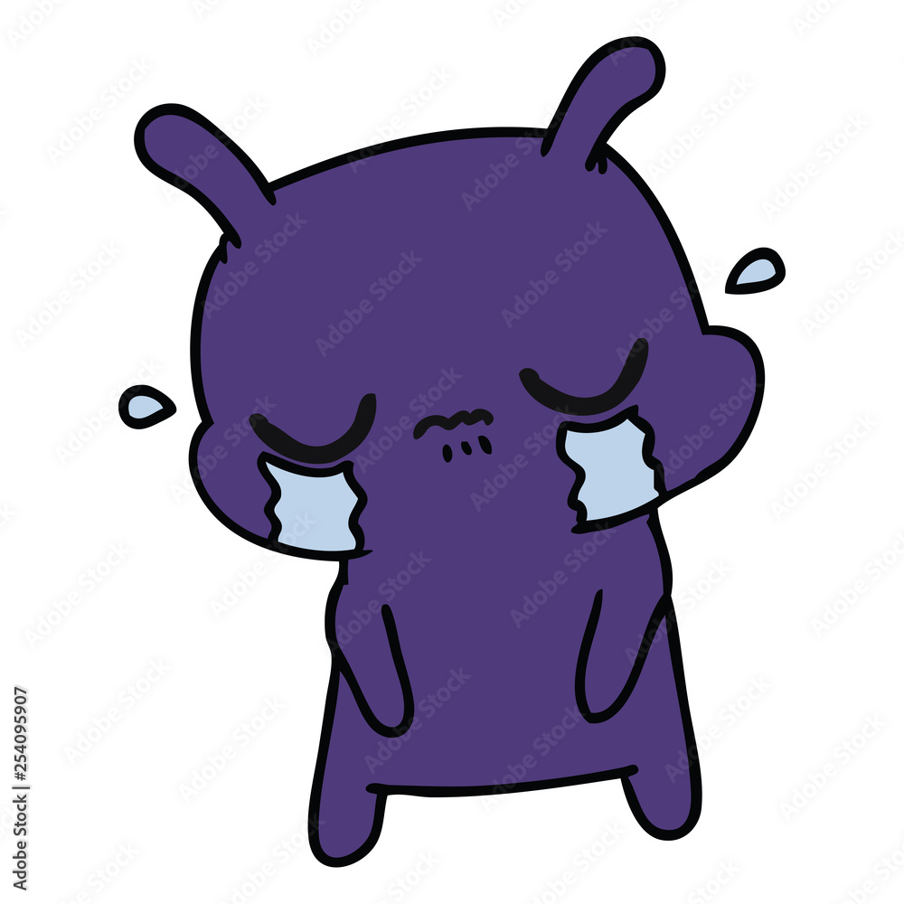 cartoon of cute sad alien cartoon of cute sad alien