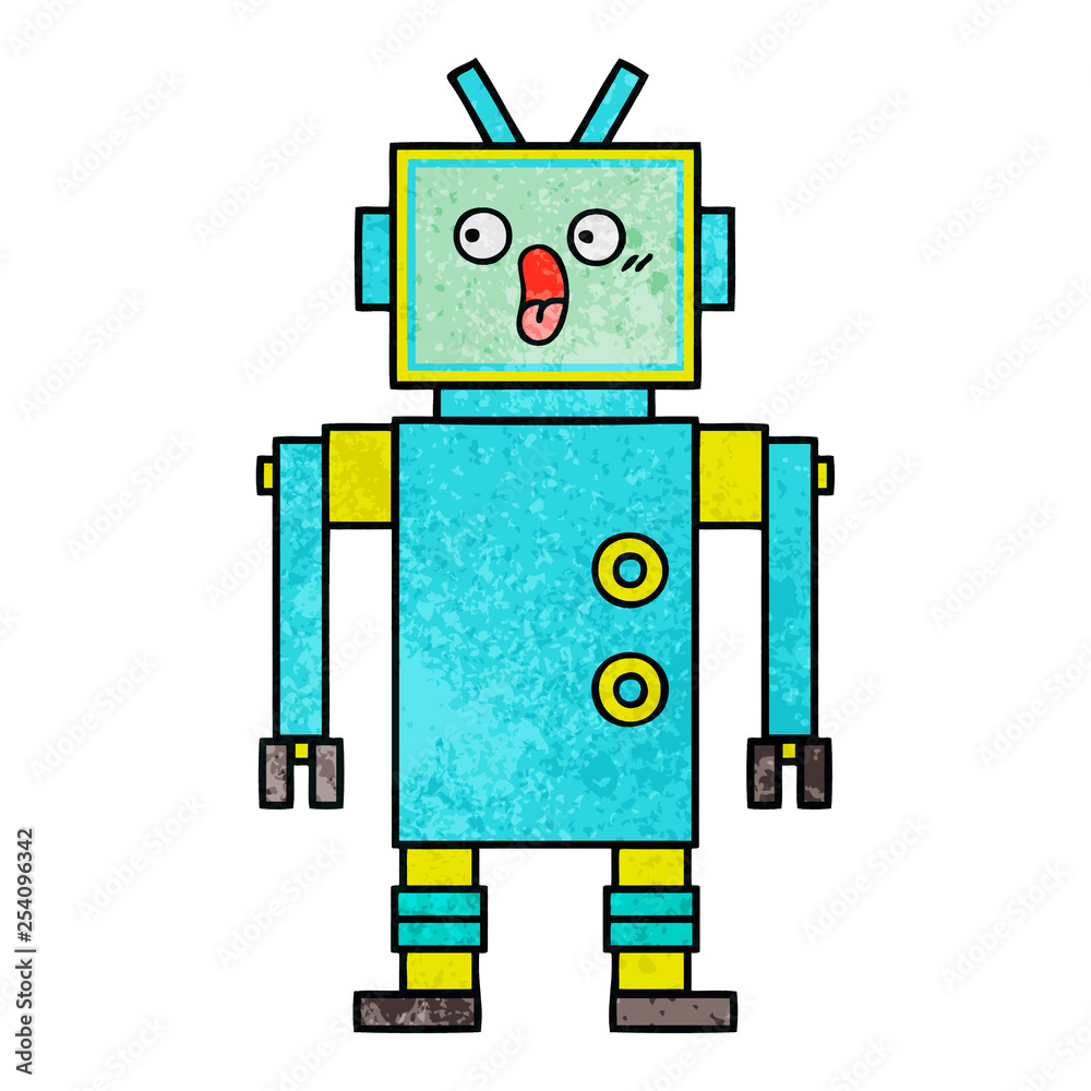 retro grunge texture cartoon robot retro grunge texture cartoon robot