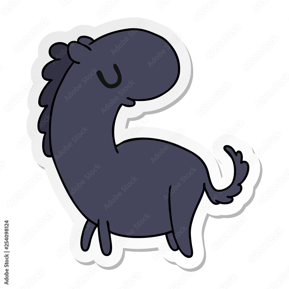 Obraz premium sticker cartoon kawaii of a cute horse