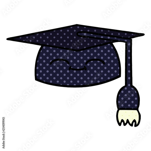 comic book style cartoon graduation hat