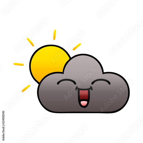 gradient shaded cartoon storm cloud and sun