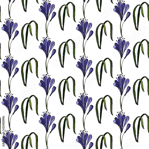 Blue Purple Agapanthus Vector Illustration. isolated on White Background.