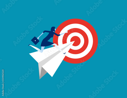 Strategy business. Concept business vector, Paper plane, Target.