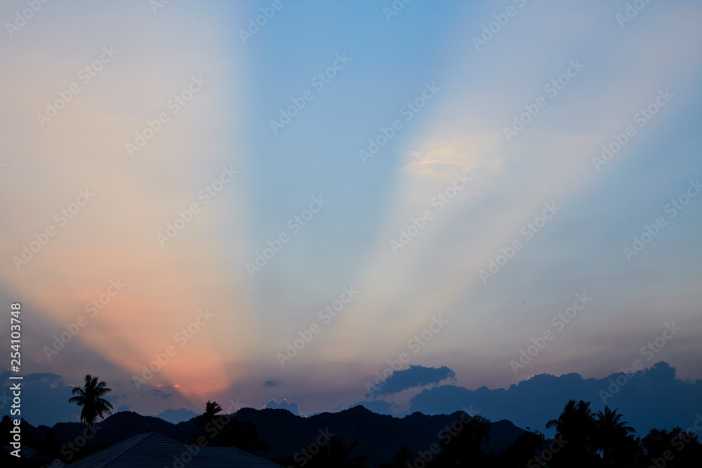 Evening Sunrise tropics sky Cloud beam