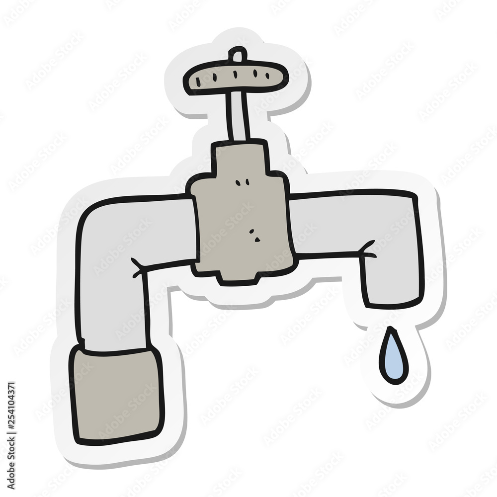 sticker of a cartoon dripping faucet sticker of a cartoon dripping faucet