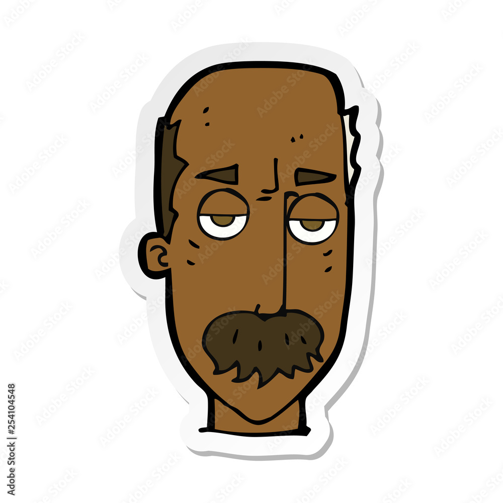 sticker of a cartoon bored old man sticker of a cartoon bored old man