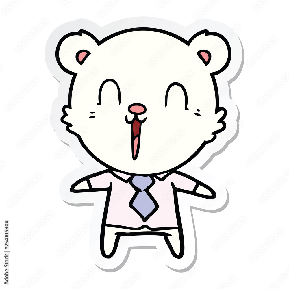sticker of a happy cartoon polar bear