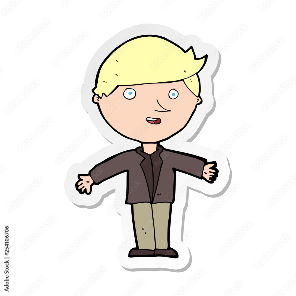 sticker of a cartoon man in casual jacket
