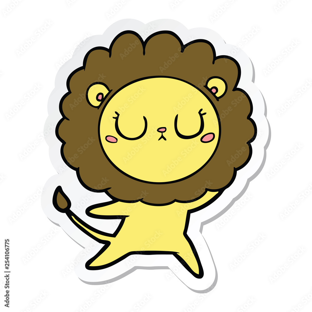 sticker of a cartoon lion dancing