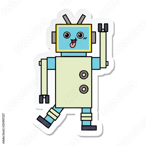 sticker of a cute cartoon robot