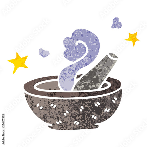quirky retro illustration style cartoon magic pestle and mortar