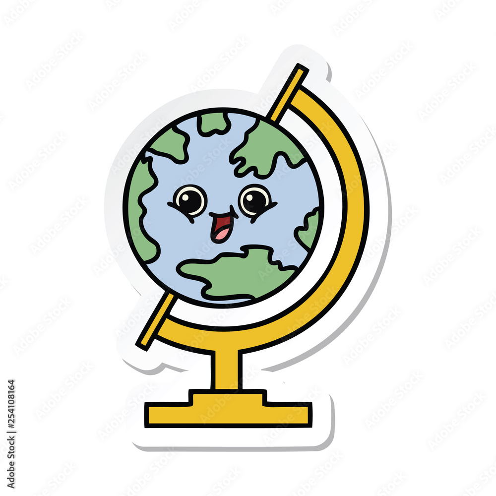 sticker of a cute cartoon globe of the world sticker of a cute cartoon globe of the world