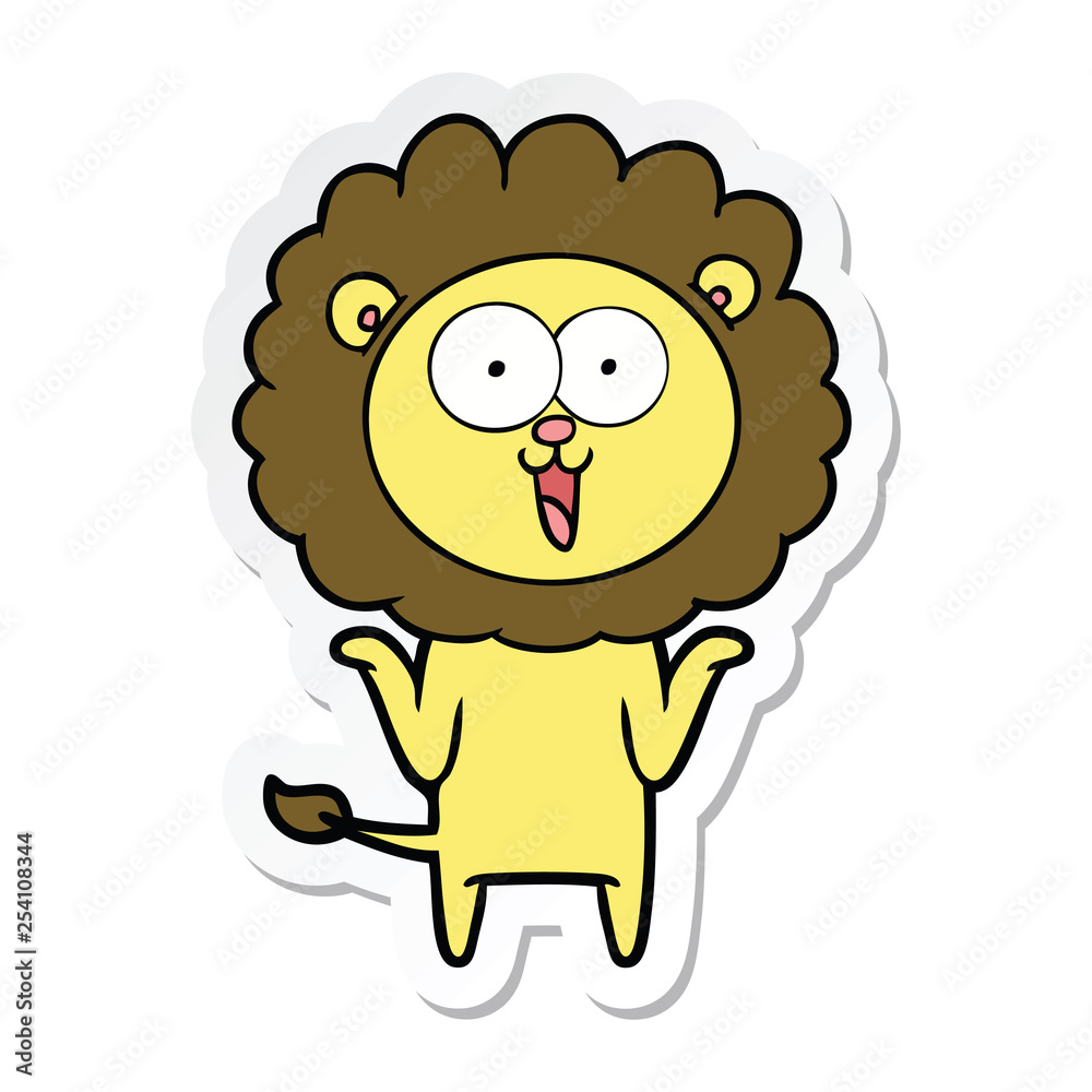 sticker of a happy cartoon lion