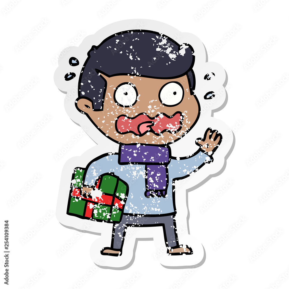 distressed sticker of a cartoon man totally stressed out distressed sticker of a cartoon man totally stressed out