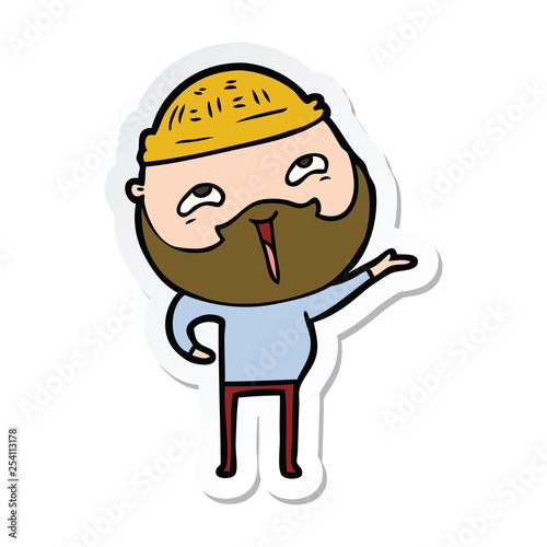 sticker of a cartoon happy bearded man