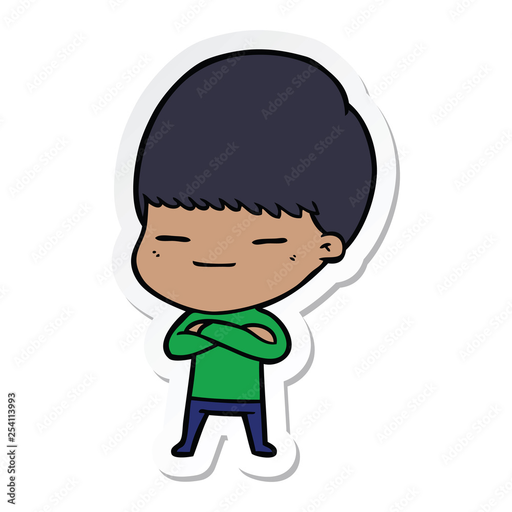 sticker of a cartoon smug boy