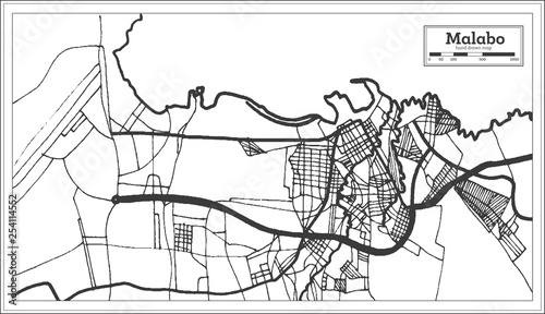 Malabo Equatorial Guinea City Map in Retro Style. Outline Map.
