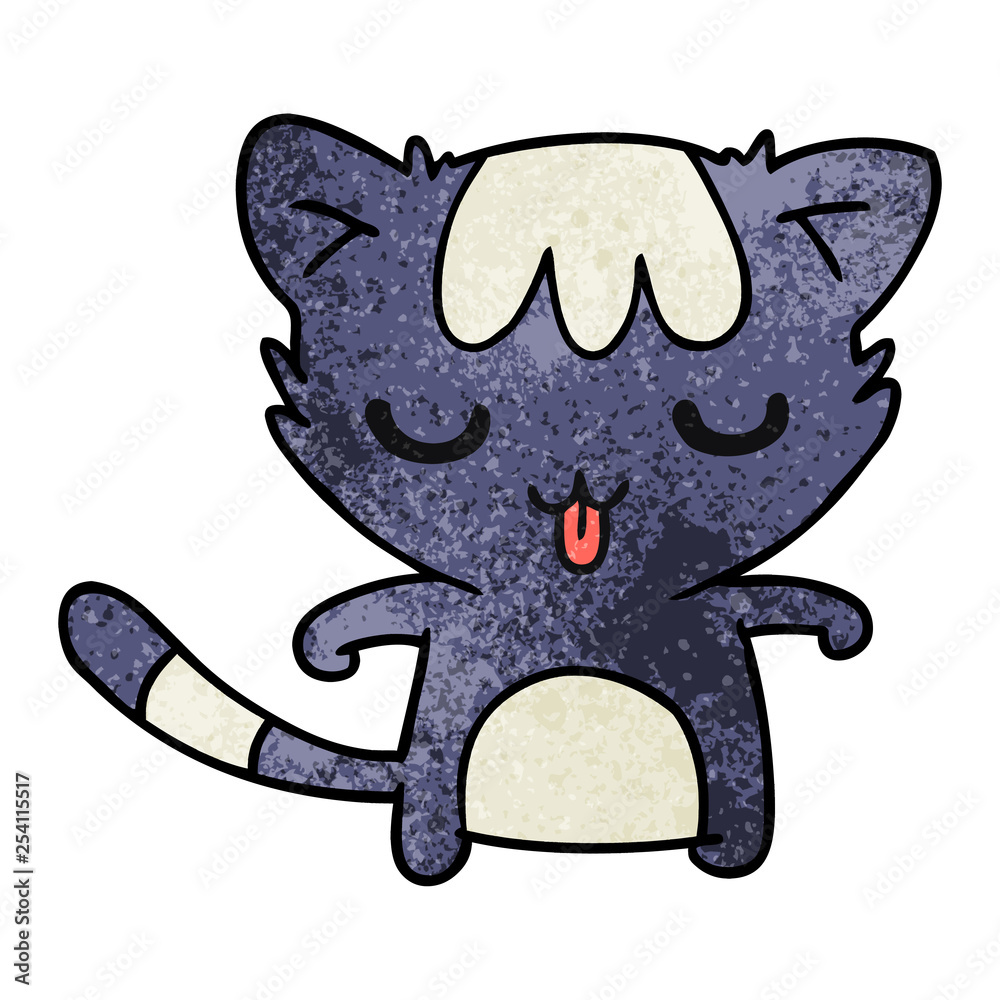 Fototapeta premium textured cartoon of a kawaii cute racoon
