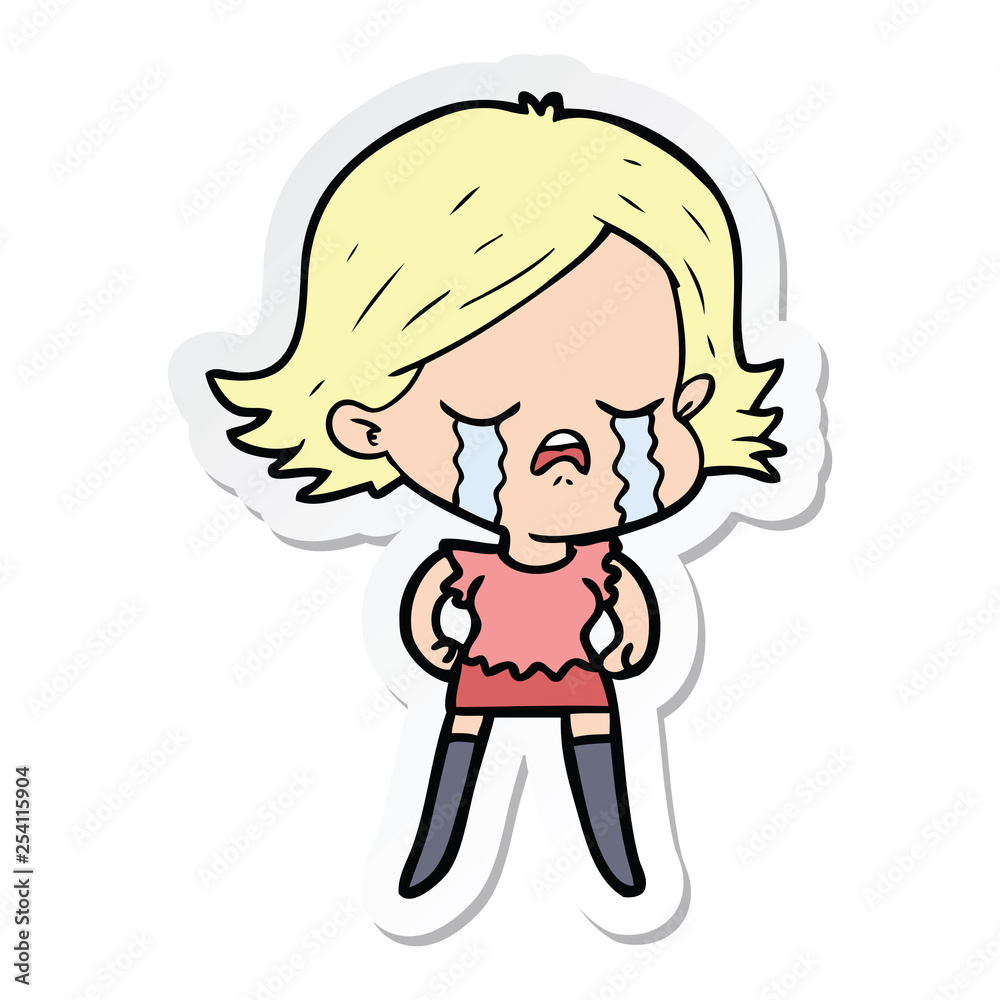 sticker of a cartoon girl crying sticker of a cartoon girl crying