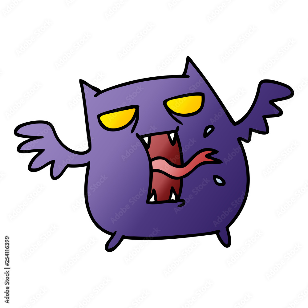 gradient cartoon of cute scary kawaii bat