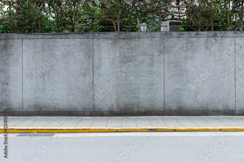 street wall background ,Industrial background, empty grunge urban street with warehouse brick wall photo