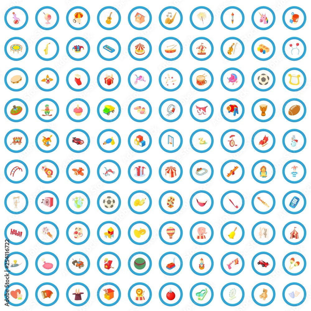 100 entertainment for kids icons set in cartoon style for any design vector illustration 100 entertainment for kids icons set in cartoon style for any design vector illustration