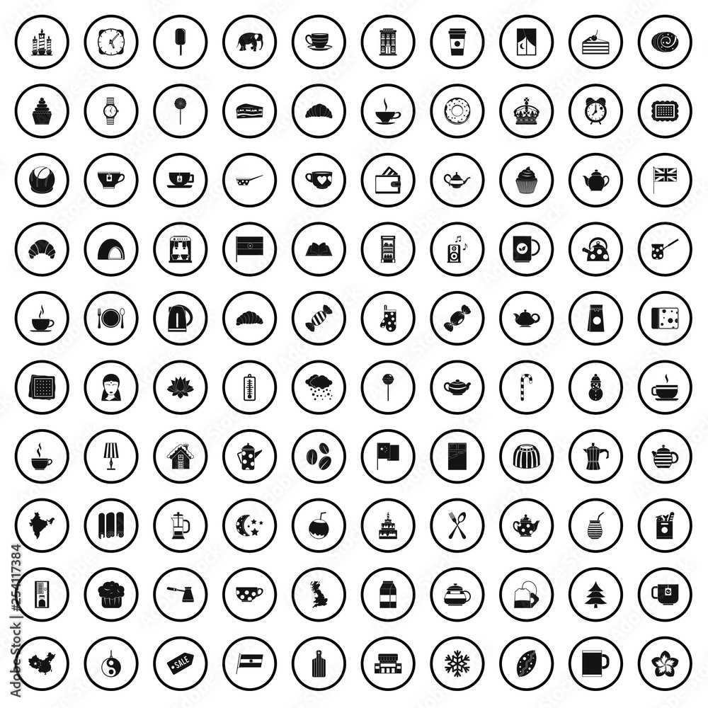 100 tea cup icons set in simple style for any design vector illustration 100 tea cup icons set in simple style for any design vector illustration
