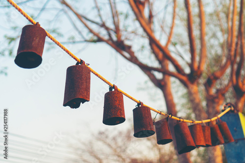 Bells arranged together dur...