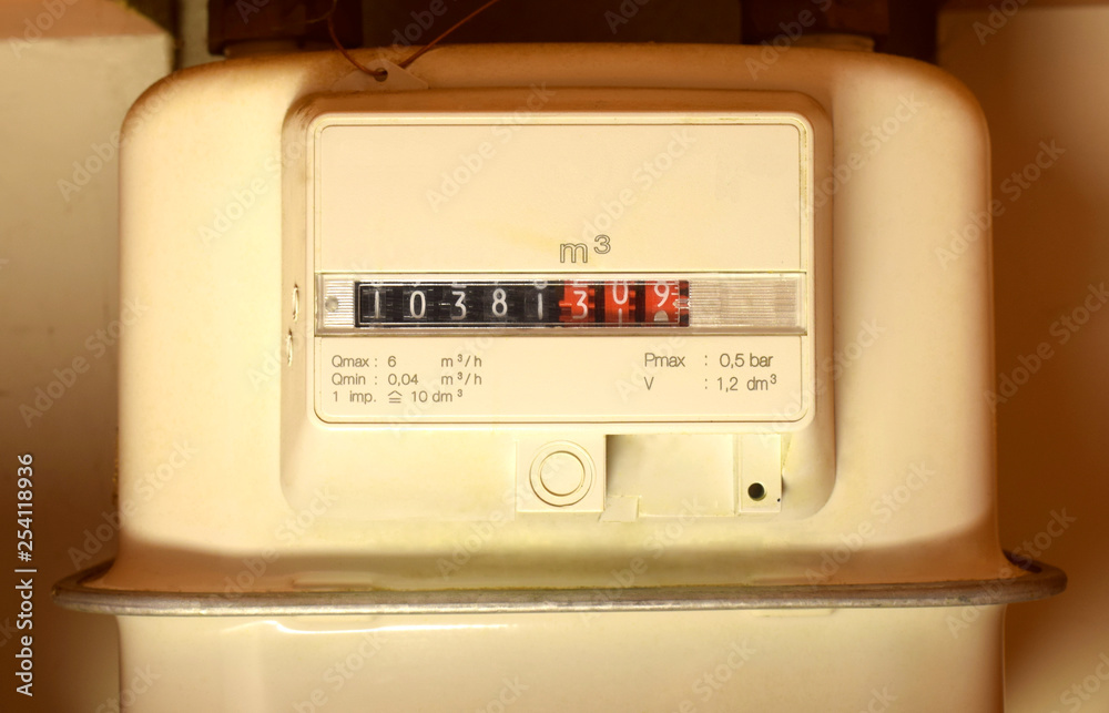 Fototapeta premium Household gas meter in the house.