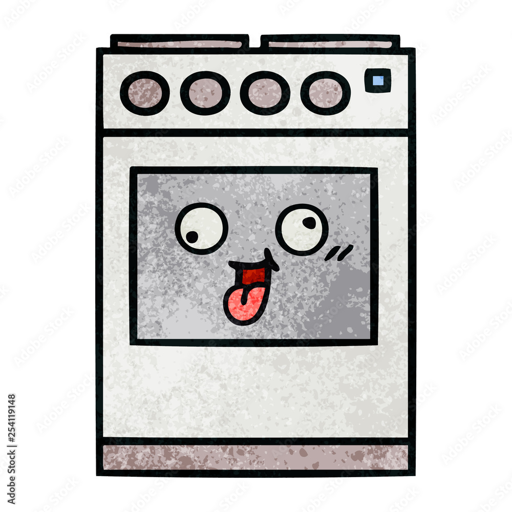 retro grunge texture cartoon kitchen oven retro grunge texture cartoon kitchen oven