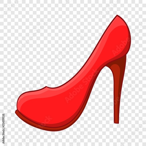 Red high heel shoe icon in cartoon style on a background for any web design 